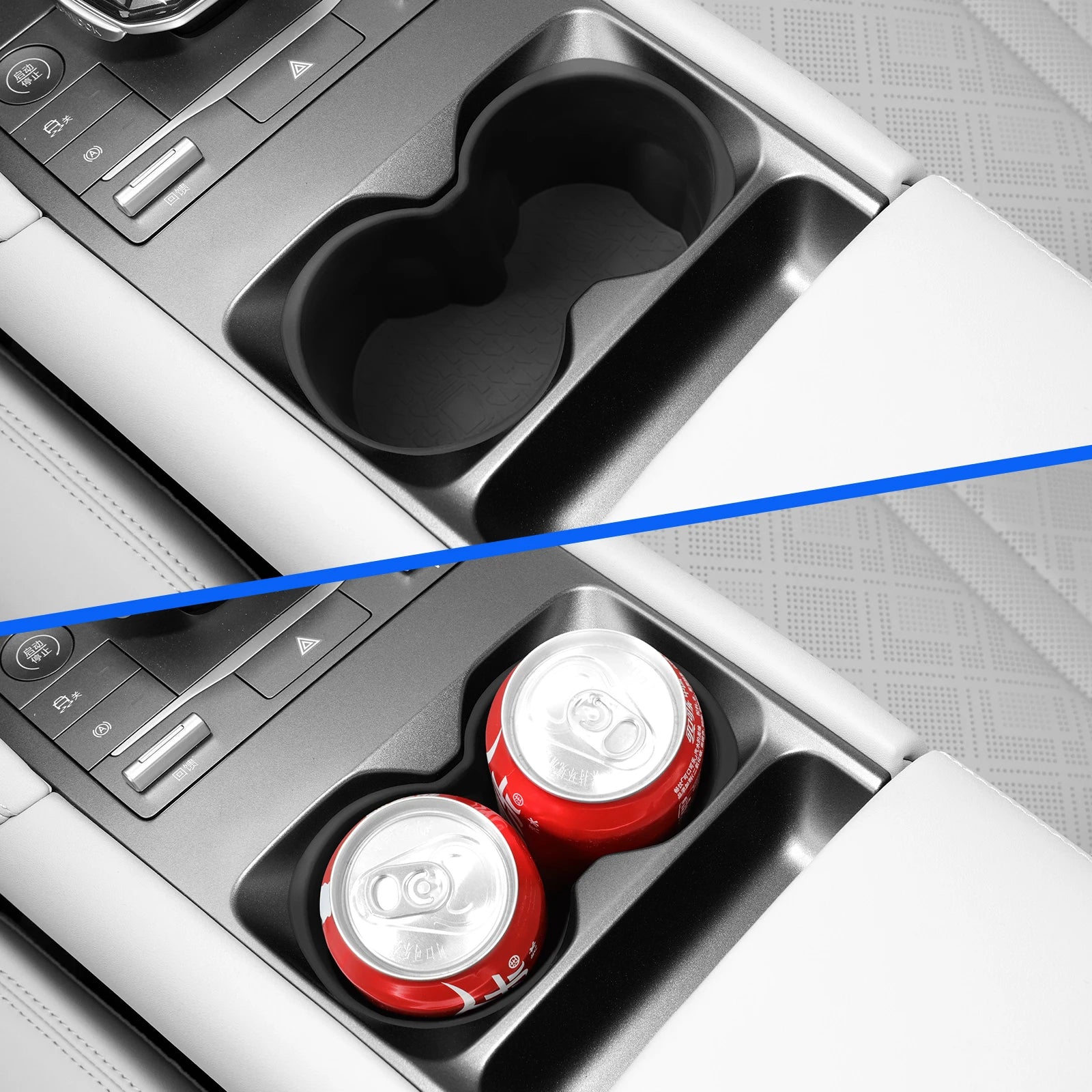 LUCKEASY for BYD Yuan Pro 2024 Car Cup Holder Central Control Drinks Holder Silicone Storage Tray Interior Accessories