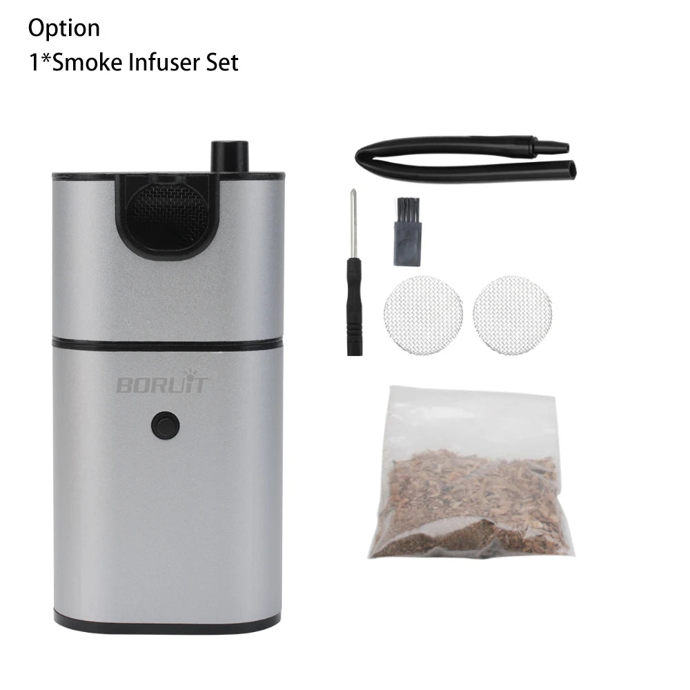 BORUiT Portable Molecular Cuisine Smoking Gun Smoke Infuser Food Cold Smoke Generator Meat Burn Smokehouse Cooking for BBQ Grill