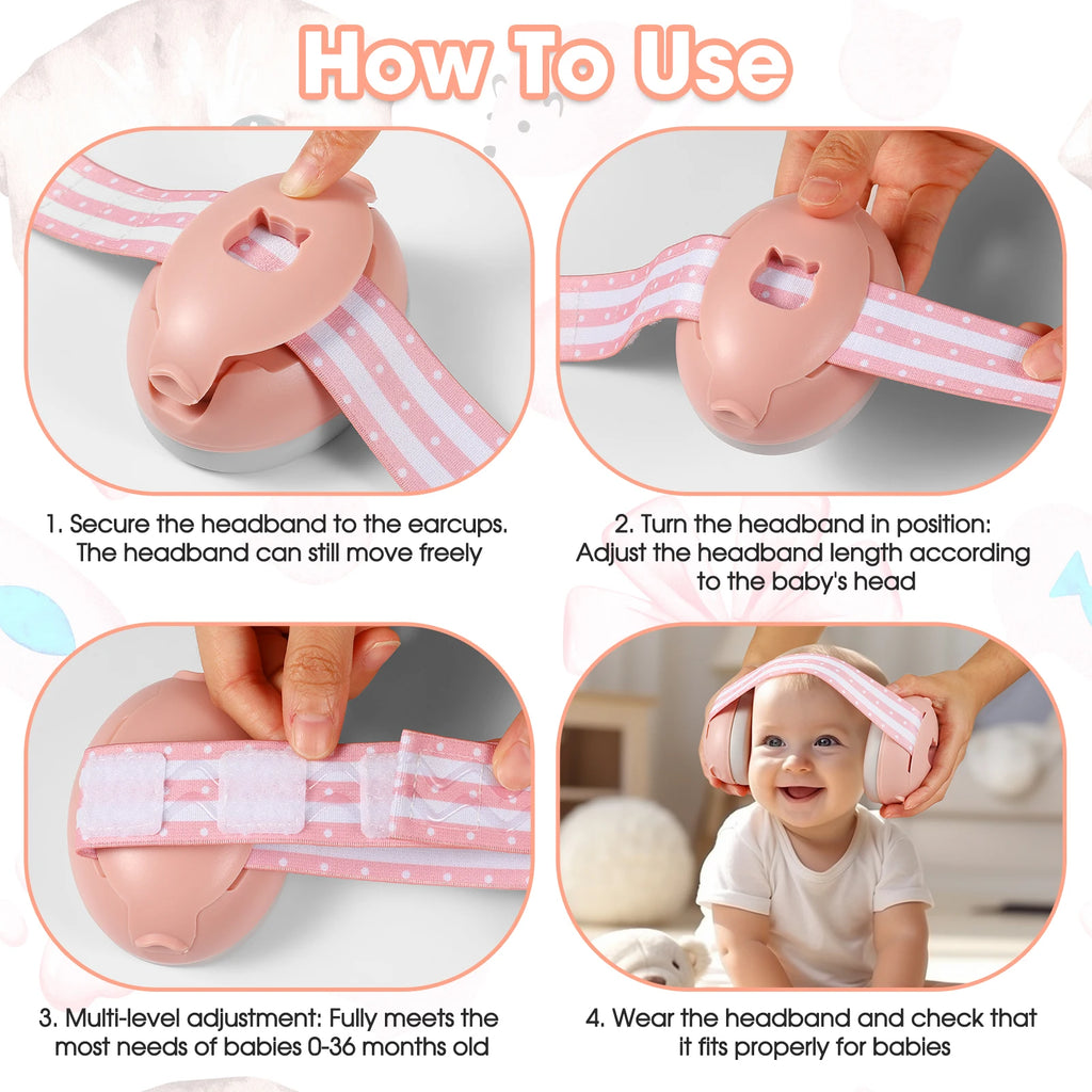 Baby Headphones Hearing Protection Ear Muffs with Stretchy Band Earmuff for Improves Sleep Essentials for Baby
