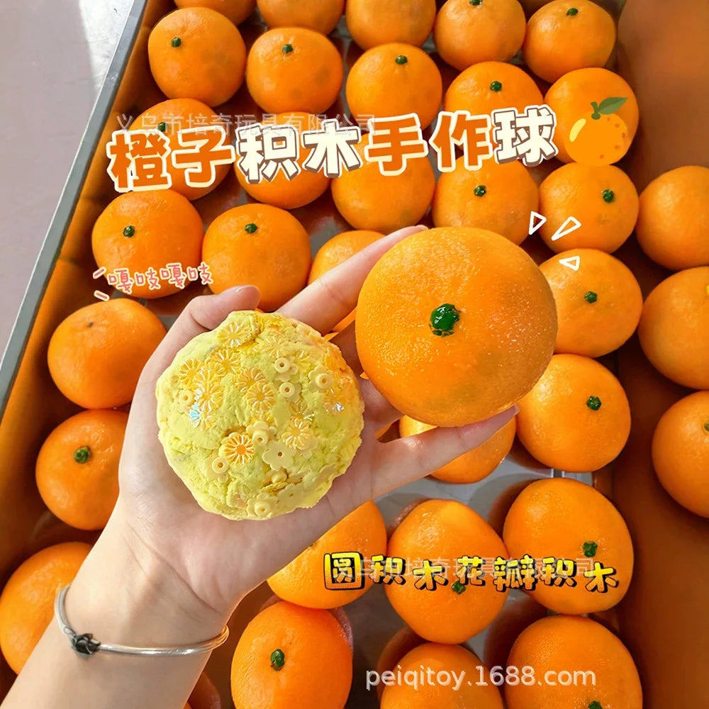 Orange Crispy Handmade Ball Ice Sand Ball Does Not Rebound, Relieves Stress, Pinch, and Play with Toys