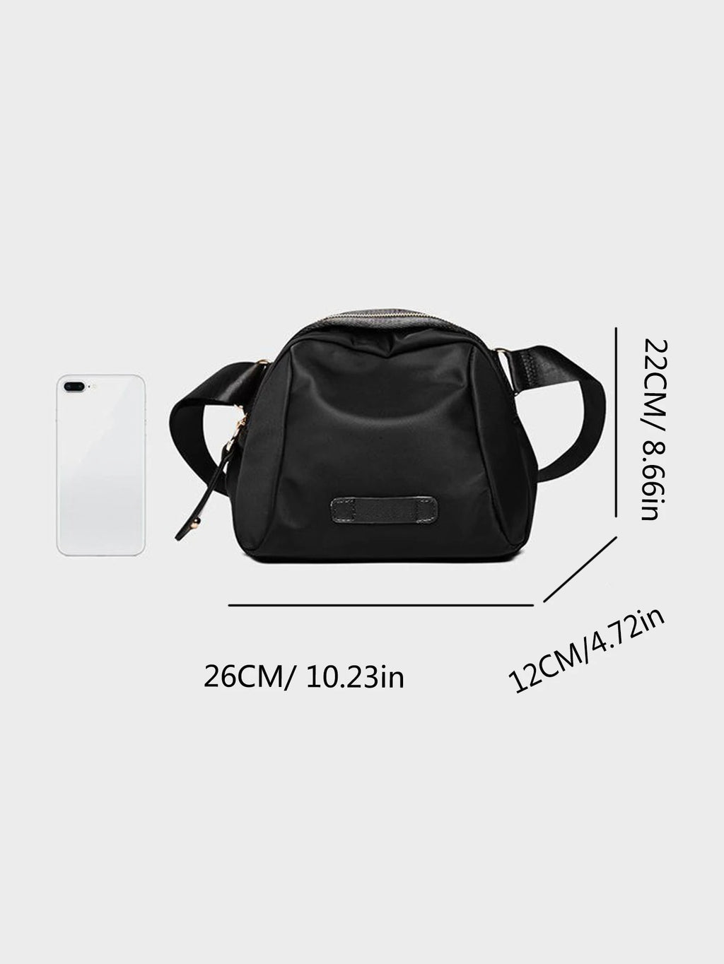Minimalist Crossbody Bag Casual Black Small Crossbody Bag, All-Match Sports Outdoor Storage Nylon Fancy Pack