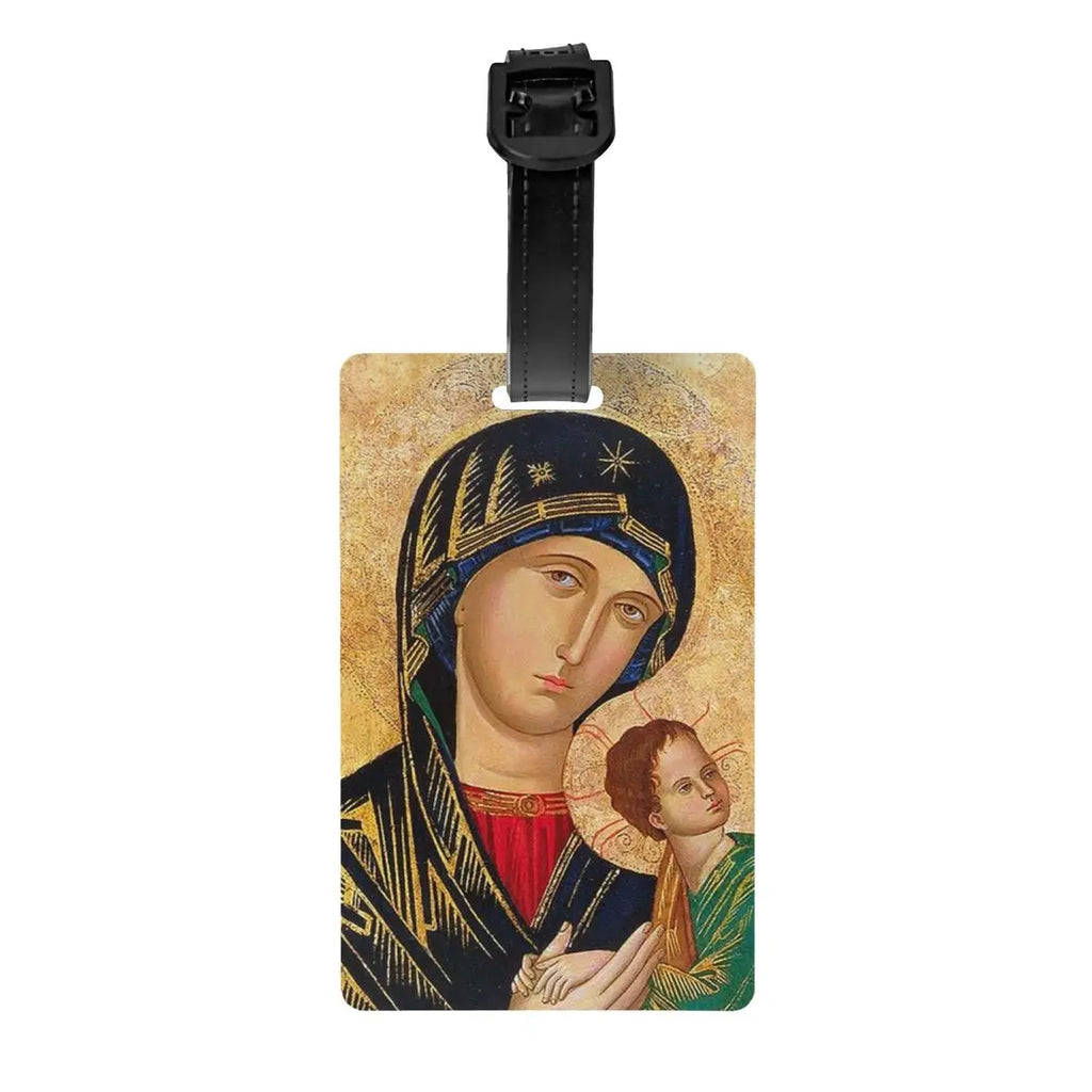 Custom Virgin Mary Luggage Tag Privacy Protection Catholic Christian Baggage Tags Travel Bag Labels Suitcase