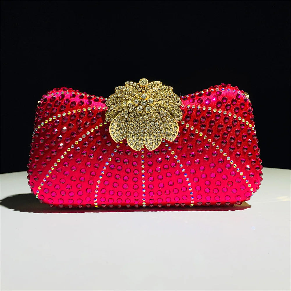 Shiny Rhinestone Evening Dress Wallet Crystal Diamond Women's Handbag Fashion Banquet Wedding Chain Shoulder Money Bag