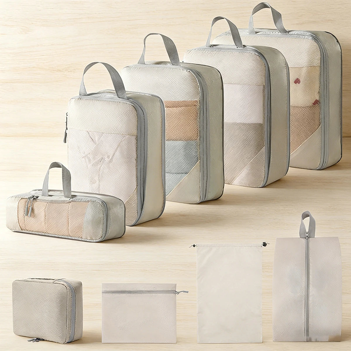 5pcs/set Lightweight Portable Travel Compression Storage Bag Multifunctional Luggage Organizer for Clothes Shoes Storage Bag