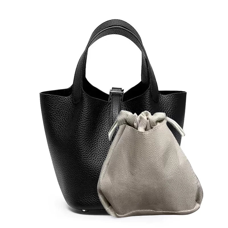 Real Leathe Women Bags Handbags Bucket Bag New Fashion Tote Bag Genuine Leather Luxury Desginer Big Size Large Lady Hand Bags