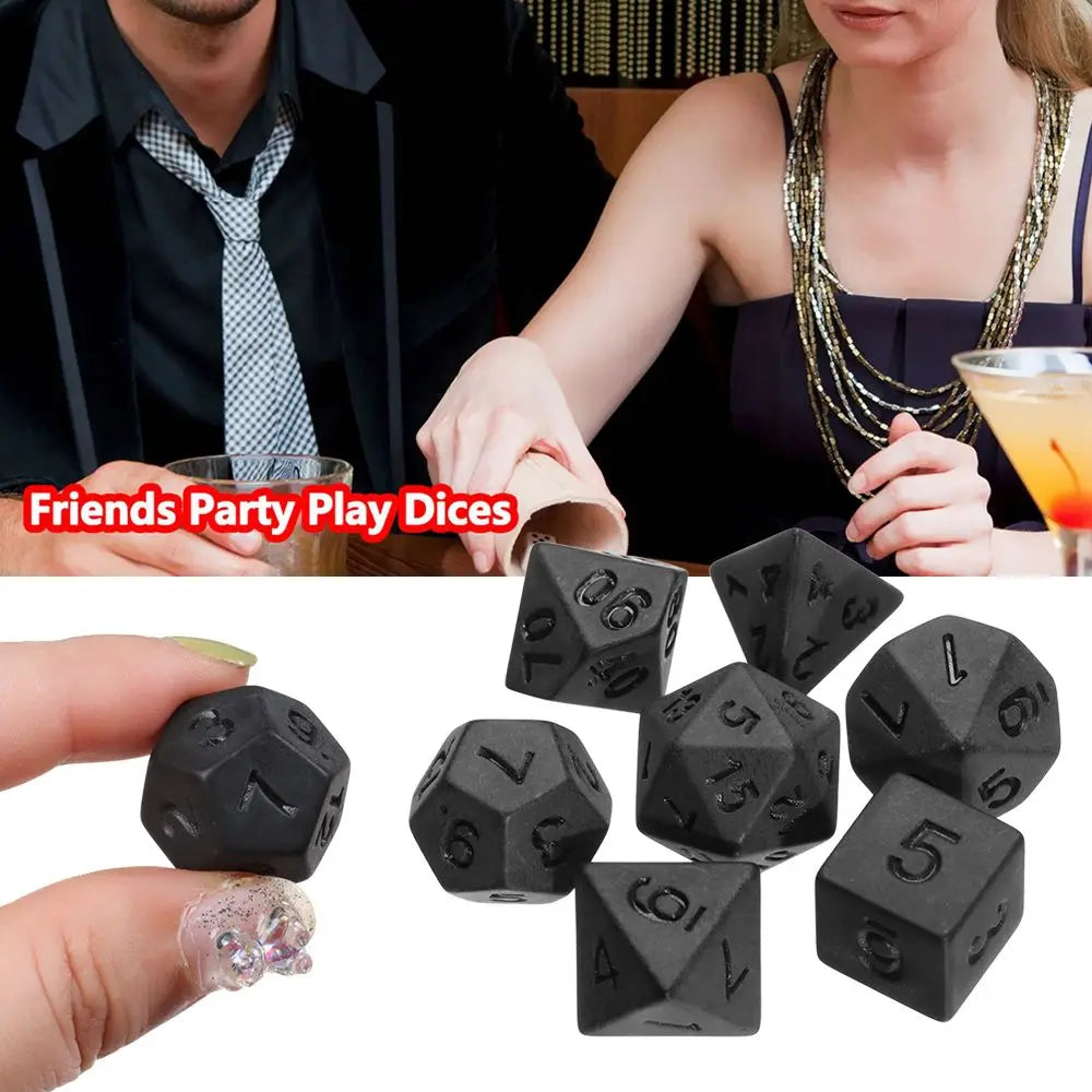 7Pcs/Set Polyhedral Black Dice Set Game Dice For TRPG DND Accessories Polyhedral Dice For Board Card Game Math Games