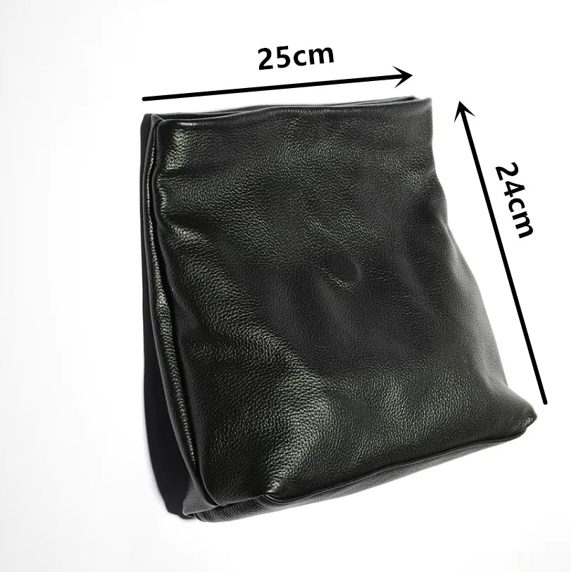 Black Leather Bag Personality Lazy Casual Clutch Bag Leather Bag Soft Bag Phone Women High Quality Laptop Bag Genuine Leather