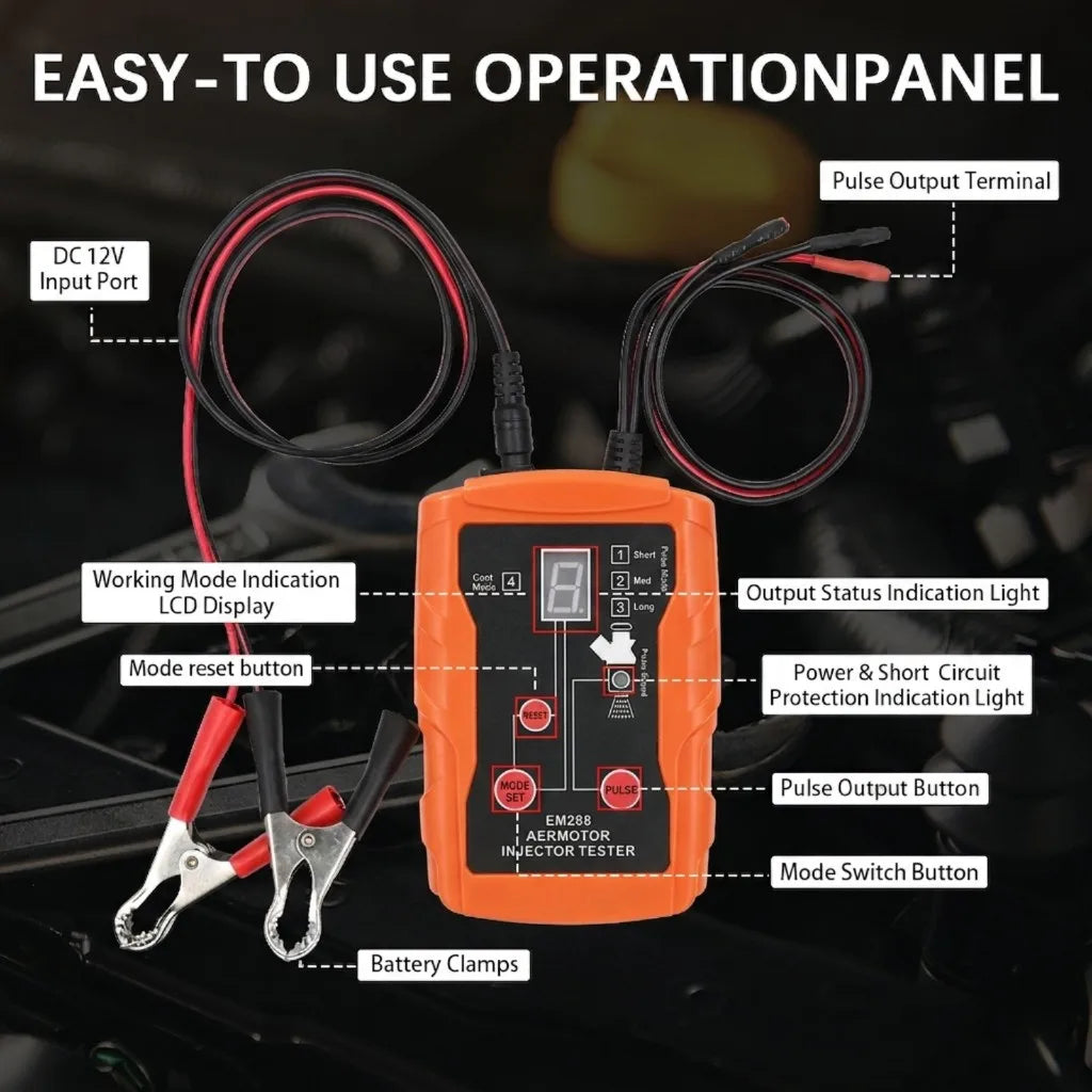 EM288 Fuel Injector Tester DIY Cleaner Set 8 Pulse Modes Car Fuel Cleaning Injector Work with Fuel Pressure Tester Car