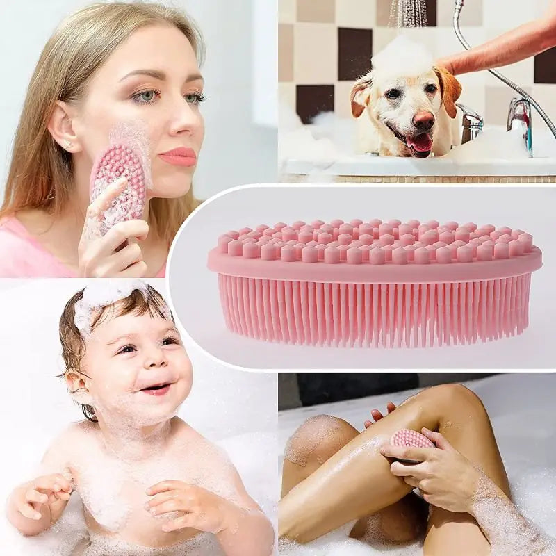 Bath And Shampoo Brush, Silicone Body Scrubber For Use In Shower, Exfoliating Body Brush, Premium Silicone Loofah, Head Scrubber