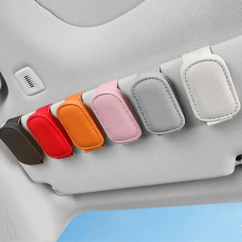 Multifunction Car Sun Visor Glasses Clip Leather Eyeglasses Clip Magnetic Sunglasses Holder Hanger Universal Interior Parts