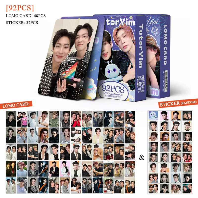 92Pcs TutorYim Lomo Cards Thai BL Idol HD Photocards Mini Portrait Decor Stickers Fans Collection Gift