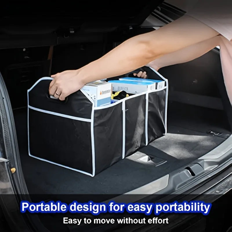 Versatile Canvas Car Trunk Organizer - Foldable Storage Box For Vehicle Essentials