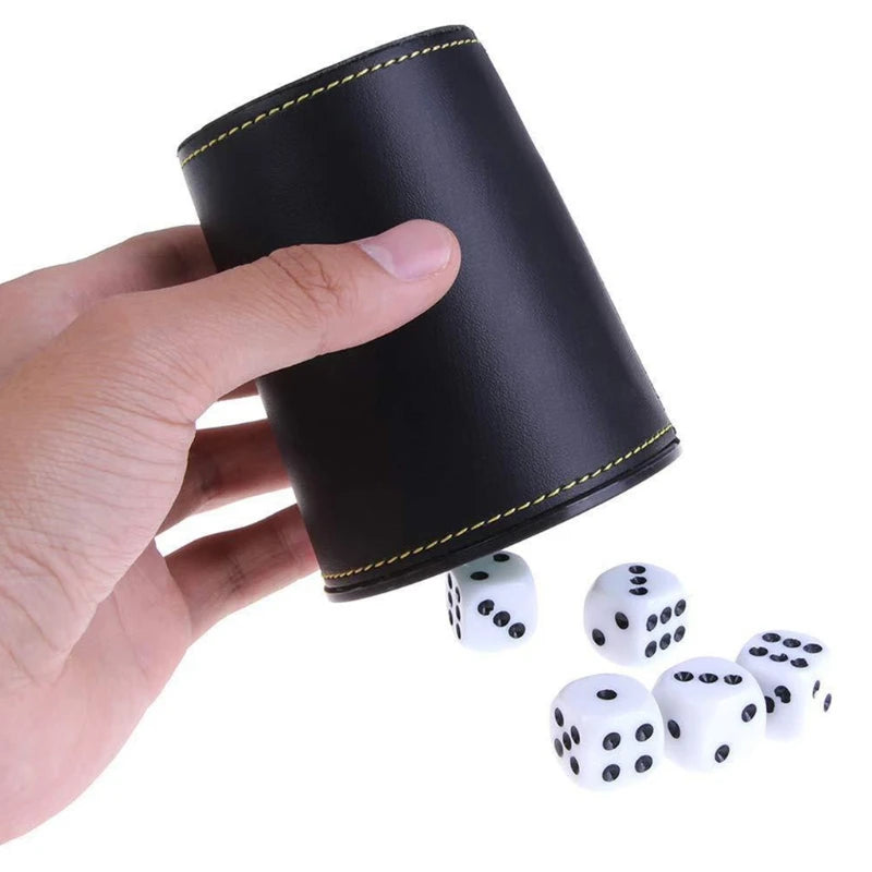1 Pc PU Leather Dice Cup, Green Flannel Interior Quiet Dice Shaker Cup for Liars Dice/ Farkle/ Yaht-zee Games, 1 Pcs