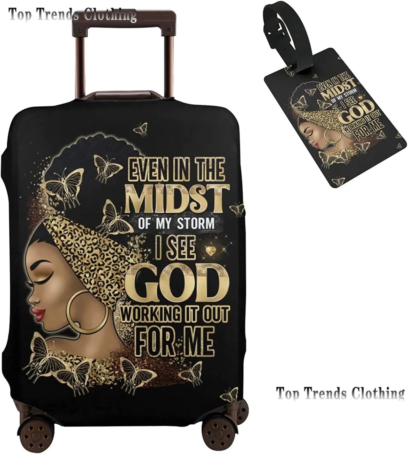 Travel Suitcase Protector African American Woman Elastic Protective Washable Luggage Cover With Concealed Zipper For 18-32 Inch