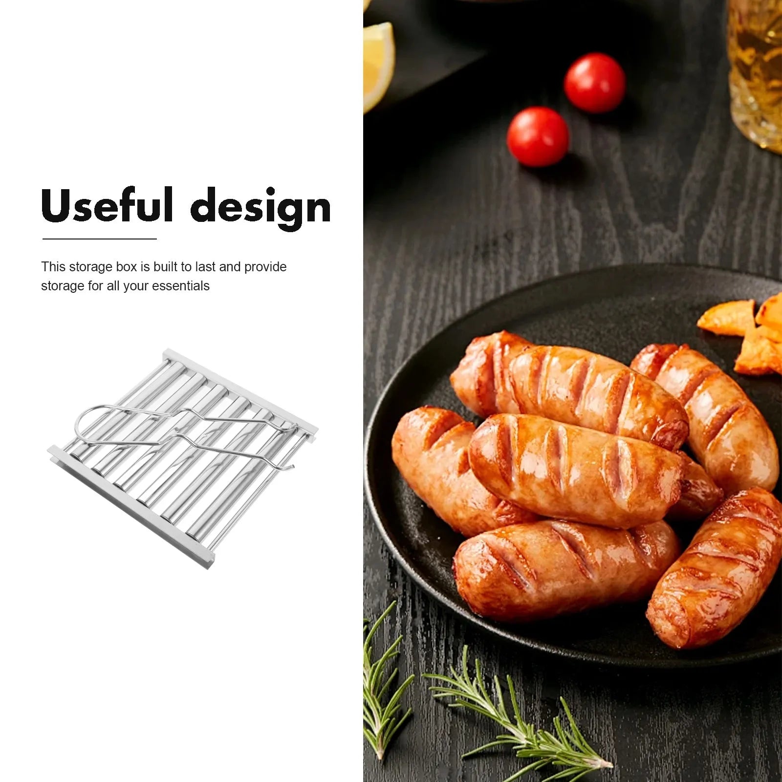 1Set Stainless Steel Hotdog Sausage Roller Grilling Rack Portable Barbecue Grill Picnic Camping Outdoor Bbq Stand Foldable