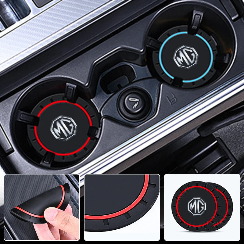 Car Cup Mat Silicone Coaster Non-Slip Waterproof Slot Pads For Morris Garages MG 3 5 6 7 HS ZS GS Hector TF GT ZR RX5 RX8 550