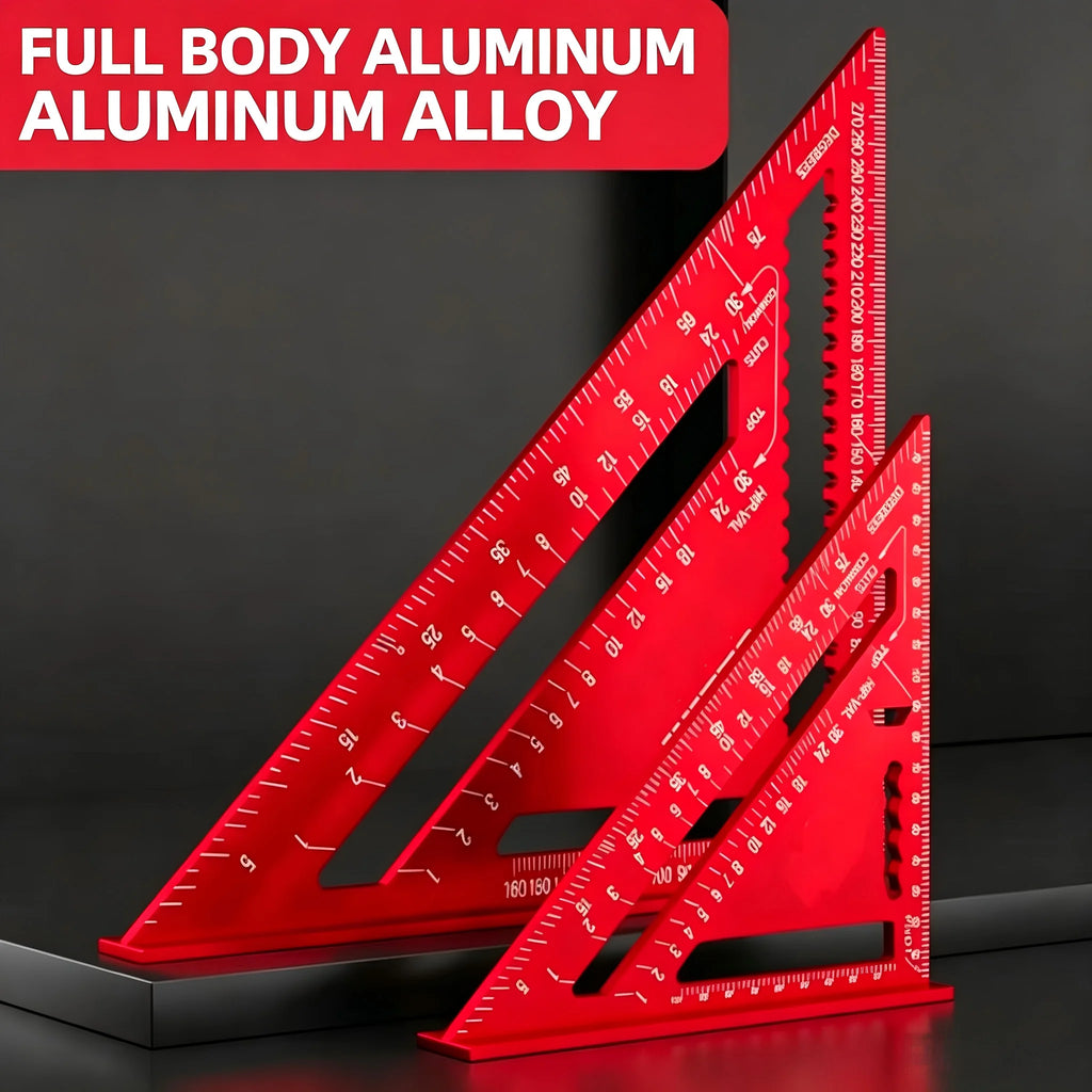 Red Triangular Aluminum Precision Square Ruler Woodworking Measuring Tool For Home Decoration Engineering Design