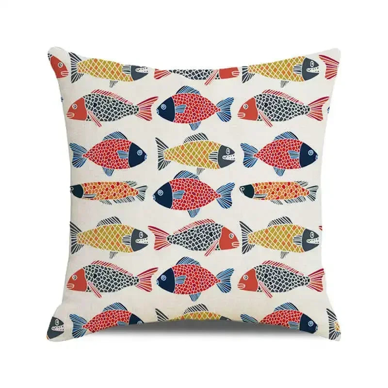 Ocean breeze and small fish pattern Double-sided Printed pillow cover Short plush Suitable living room sofas throw cushion cover