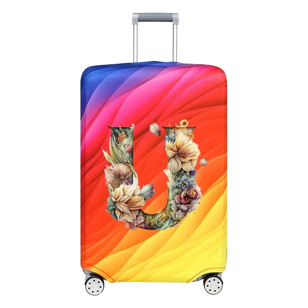 Luggage Cover Stretch Fabric Suitcase Protector Baggage Case for18-32 Inch Suitcase Case Floral Letter Series Travel Organizer