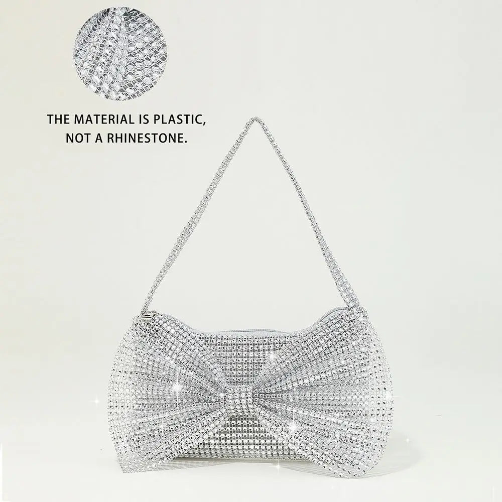 Circular Evening Bag Fashion Bow knot Decorate Banquet Clutch Rhinestone Sparkling Clutches Bag Women Female