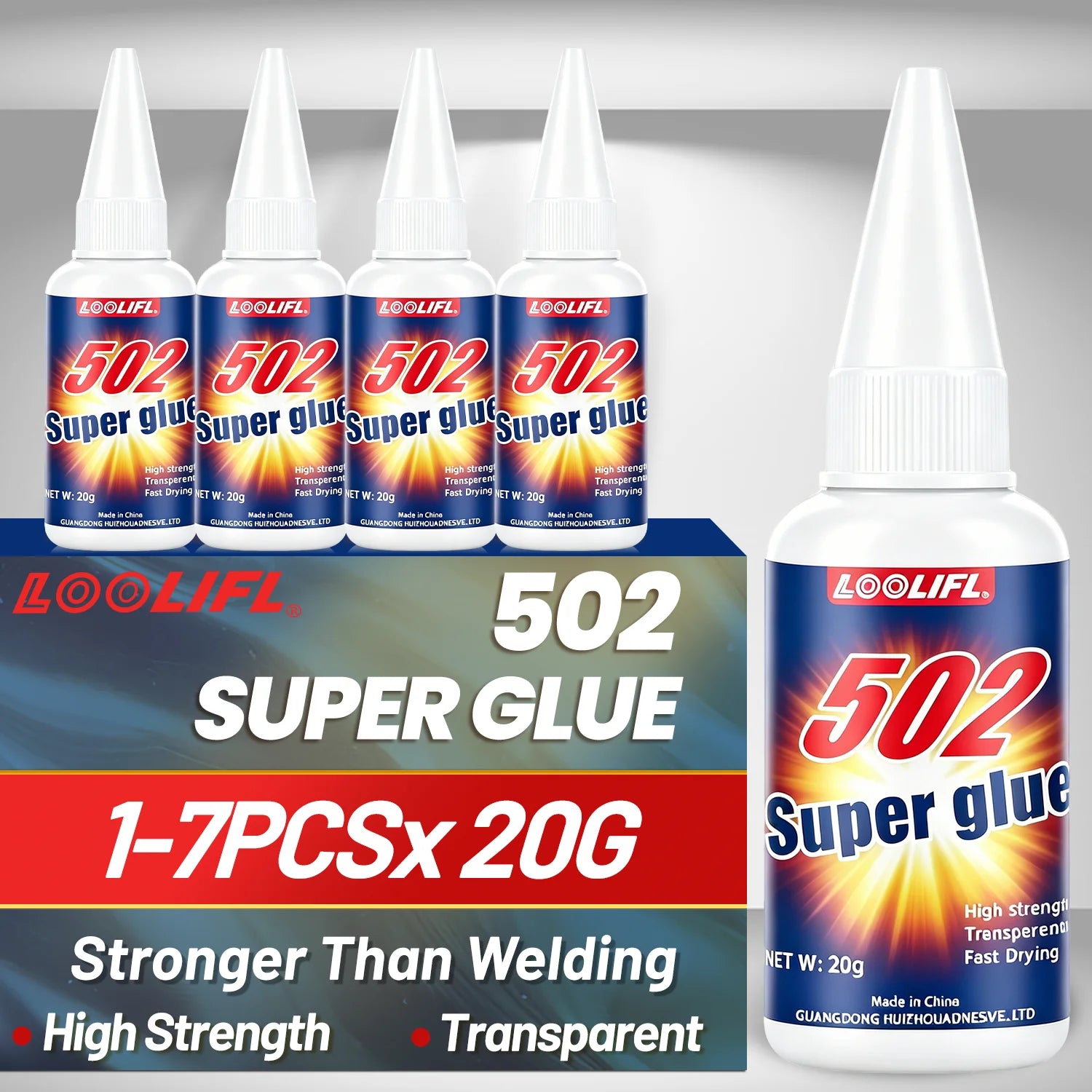 Fast Drying 502 Super Glue Instant Strong Bond Clear Adhesive For Metal Plastic Wood Glass Ceramic Rubber Industrial Hardware
