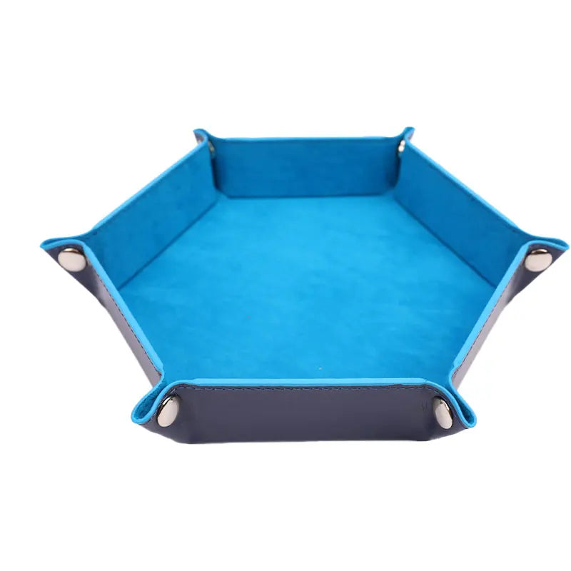 Foldable Dice Tray Box PU Leather Folding Hexagon Coin Square Game 12 Colors For RPG DnD Table Board Games