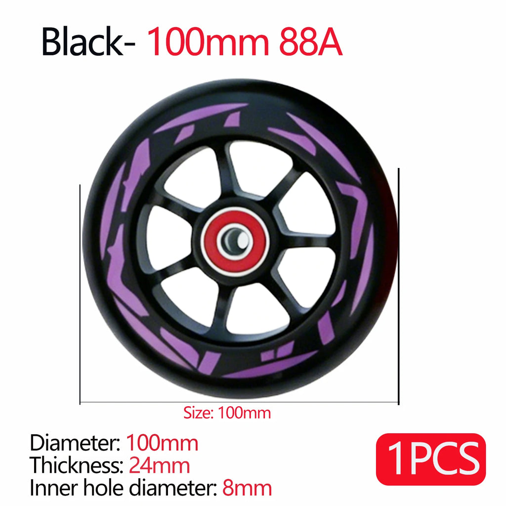 100/110/120mm Extreme Scooter Wheel, Aluminum Alloy Hub Impact Wear Resistant, Freestyle Racing Replacement Accessory