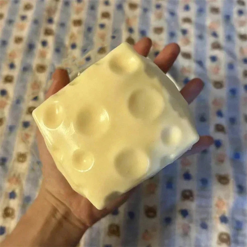 Simulation Ultrathin Cheese Pinch Pressure Ball Slow Rebound Soft Decompression Relieve Anxiety Office Home Decor Adult Gift