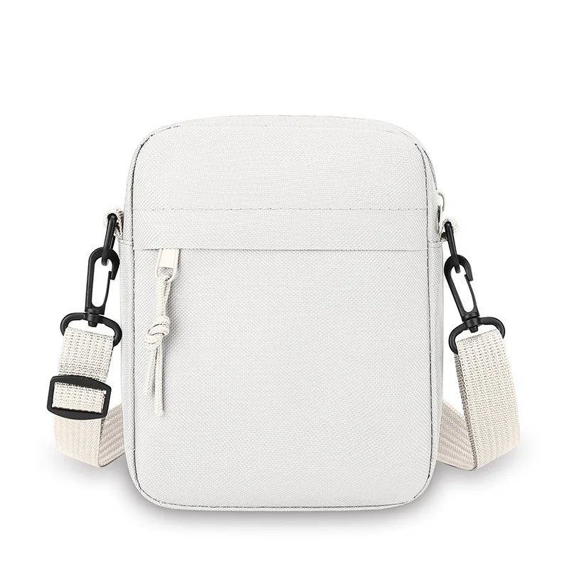 Simple solid color canvas mini square bag lightweight men crossbody casual shoulder bag