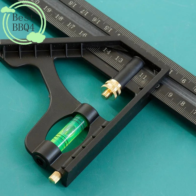 (BBQ4)15/20/25CM Adjustable Combination Right Angle Ruler 45/90 Degree With Bubble Level Gauge Multifunctional Measuring Tools