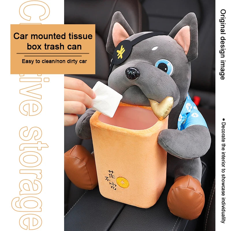 Creative car tissue box, garbage bin, two in one multifunctional car armrest box, drawer box, car decoration supplies