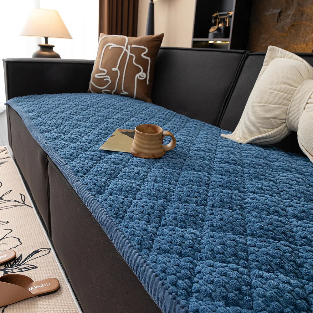 Thickened Corduroy Sofa Cover Non-Slip Quilted Anti-Slip Sofa Mat Couch Seat Cushion Furniture Protector Balcony Bay Window Pad
