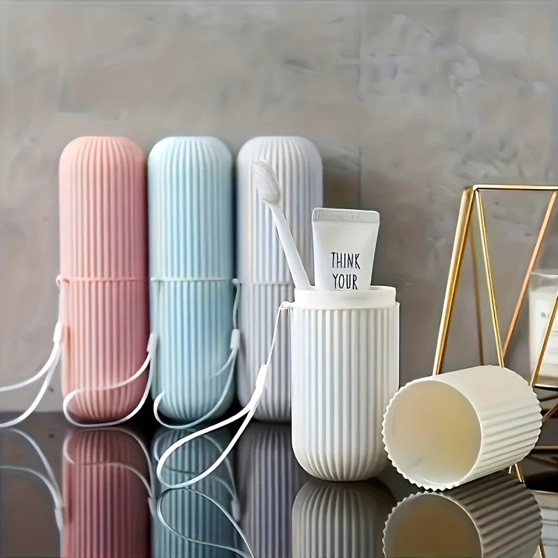 1PC Portable Toileting Cup, Brushing and Rinsing Cup Set, Dental Jar, Large Toothpaste Tube, Dental Appliance Storage Box
