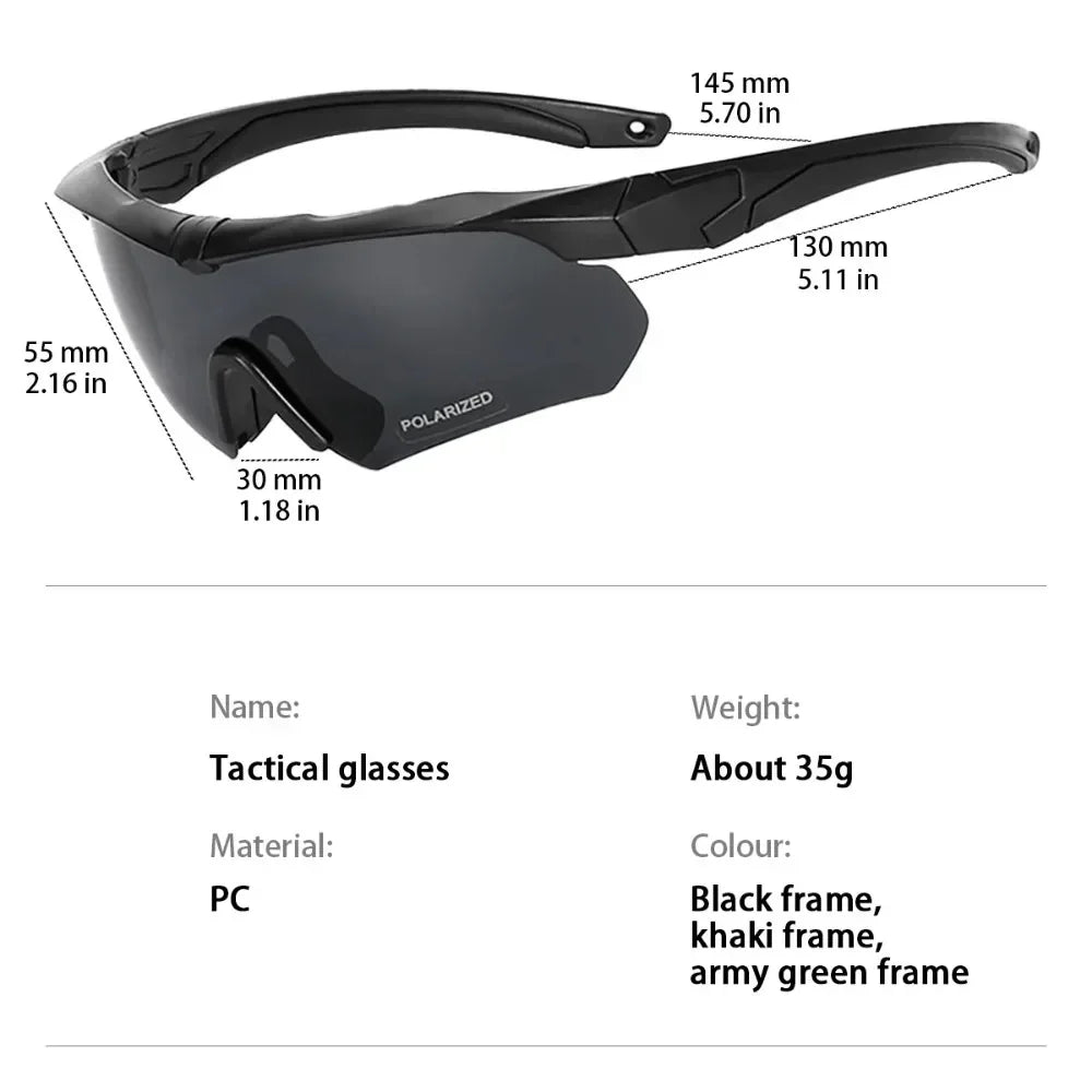 Tactical Windproof Shockproof Goggles 3 HD Interchangeable Lenses for Airsoft Motocross Mountaineering Outdoor Eye Safety Gear