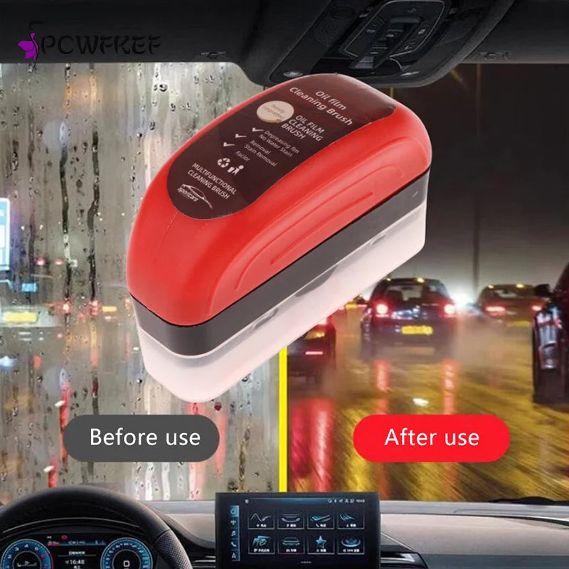 1 Piece Car Glass Cleaner Brush Windshield Oil Film Cleaner Auto Glass Sponge Cleaning Polishing Care Maintenance Brush