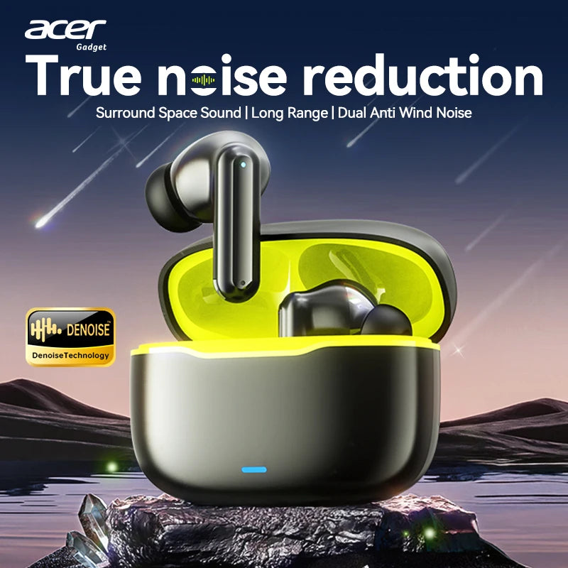 Acer In-Ear Wireless Bluetooth Headphones with Anc Active Noise Reduction, Hd Calls, Dolby Surround Sound, Large Battery, Long Battery Life, No Delay for Music and Games, Suitable for Sports, Running, and Fitness Use