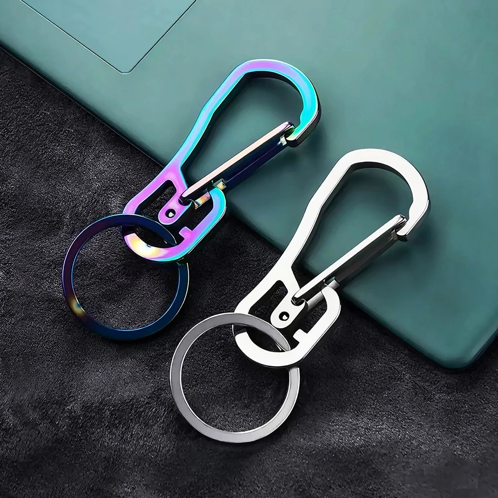 Portable Metal Carabiner Shape Key Ring Keyring Key Holder Clips Hook Holder Organizer Emergency Survival Whistle Keychain