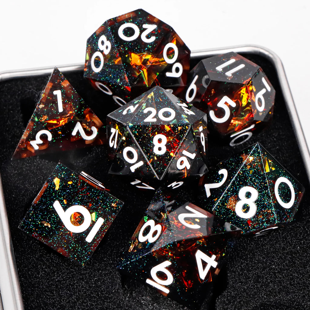 Blue Resin D&D Dice Set 7pcs Polyhedral Dice for Dungeons and Dragons, RPG Dice Role Playing Games D4, D6, D8, D10, D12, D20