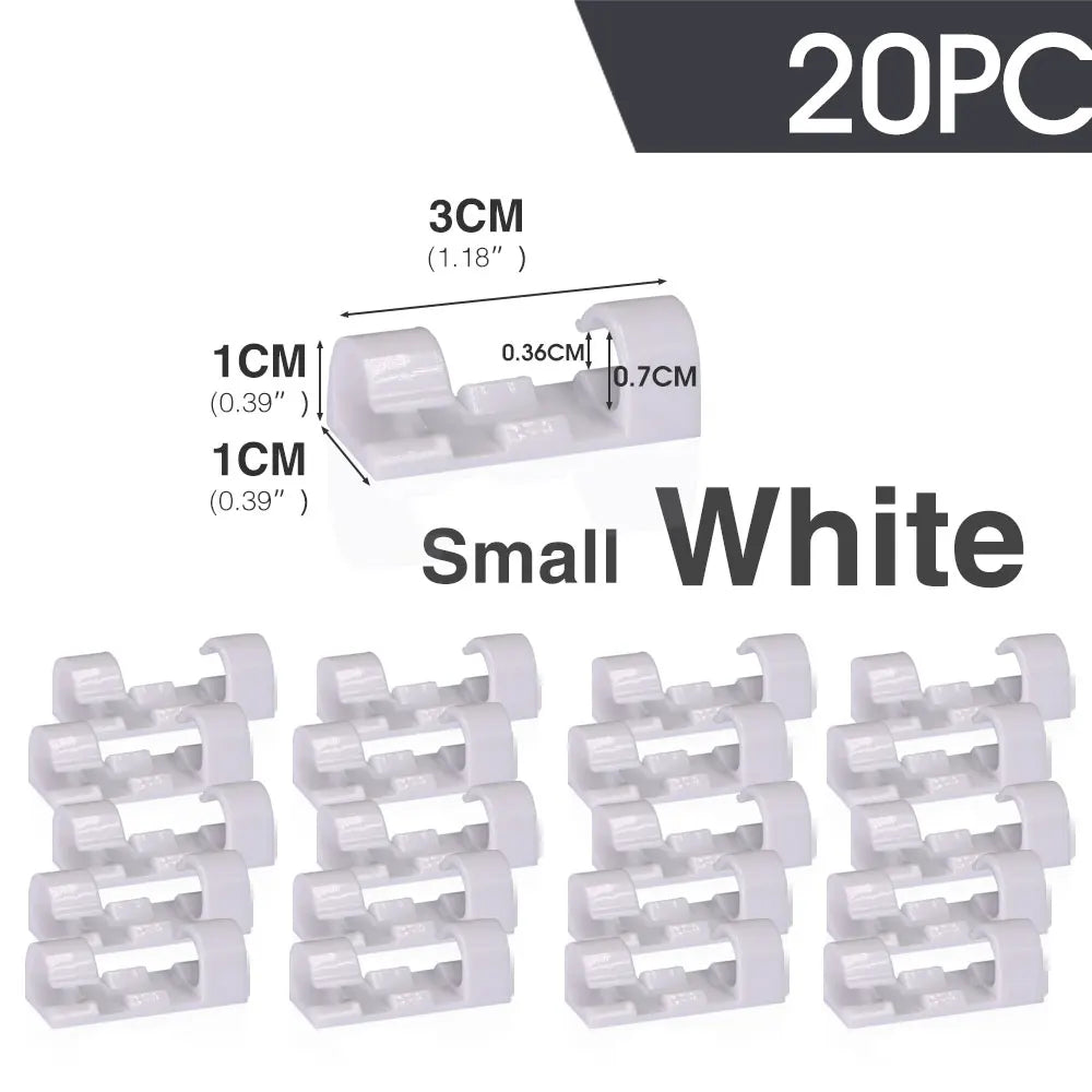 16/20PCS Self-adhesive Cable Clamping Organizer Drop Wire Holder for Home Desk Line Manager Fixed Clip Net Cable Collator Winder