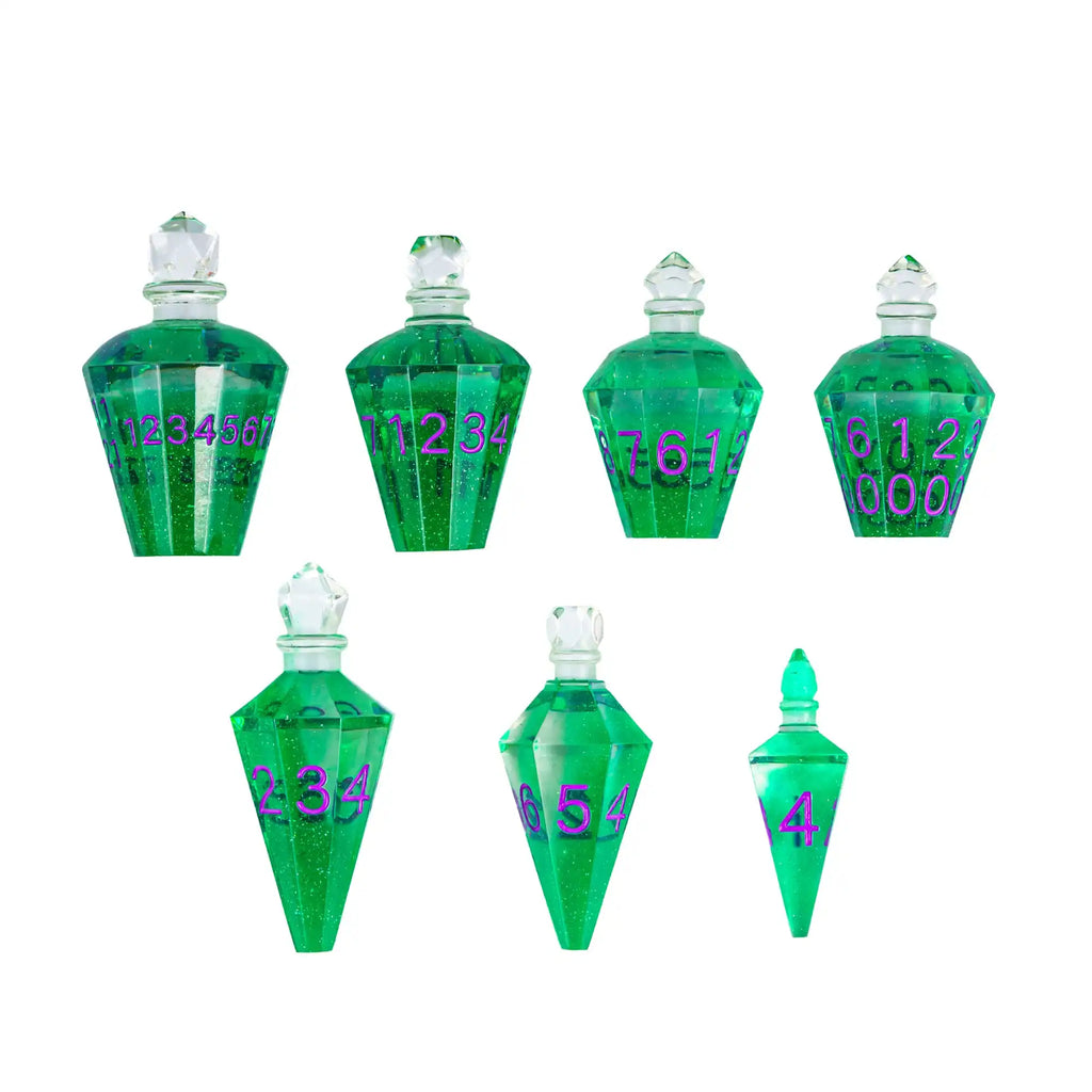 7 Potion Bottles Sharp Edges Dice DND New Style Polyhedral Dice Set Handcrafted D4-D20 for Role Playing Game Board Games TRPG