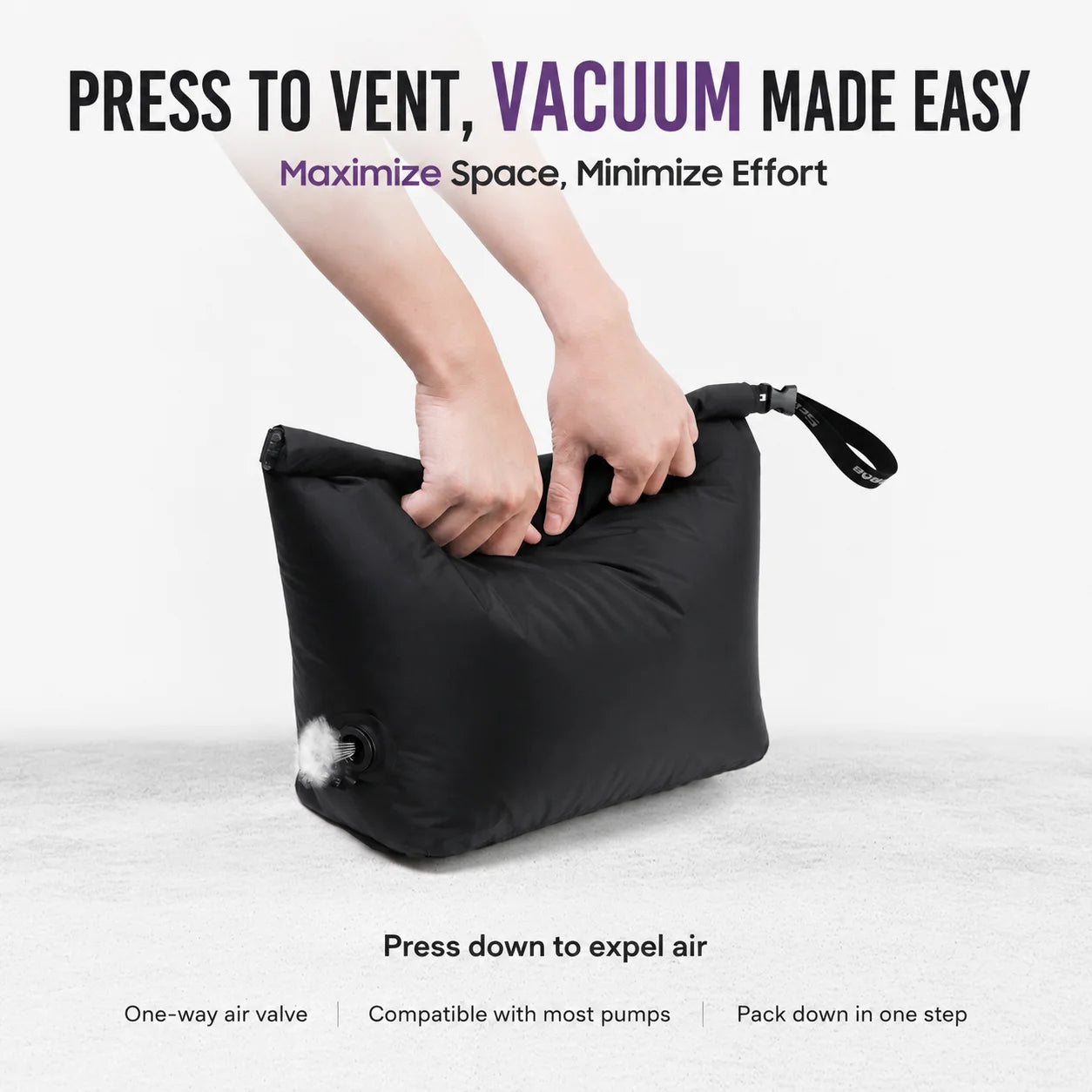 Luggage Vacuum Compression Bag Pump Free Reusable Vacuum Storage Bag 70% Space Save Waterproof Travel Clothes Sealed Packing Bag