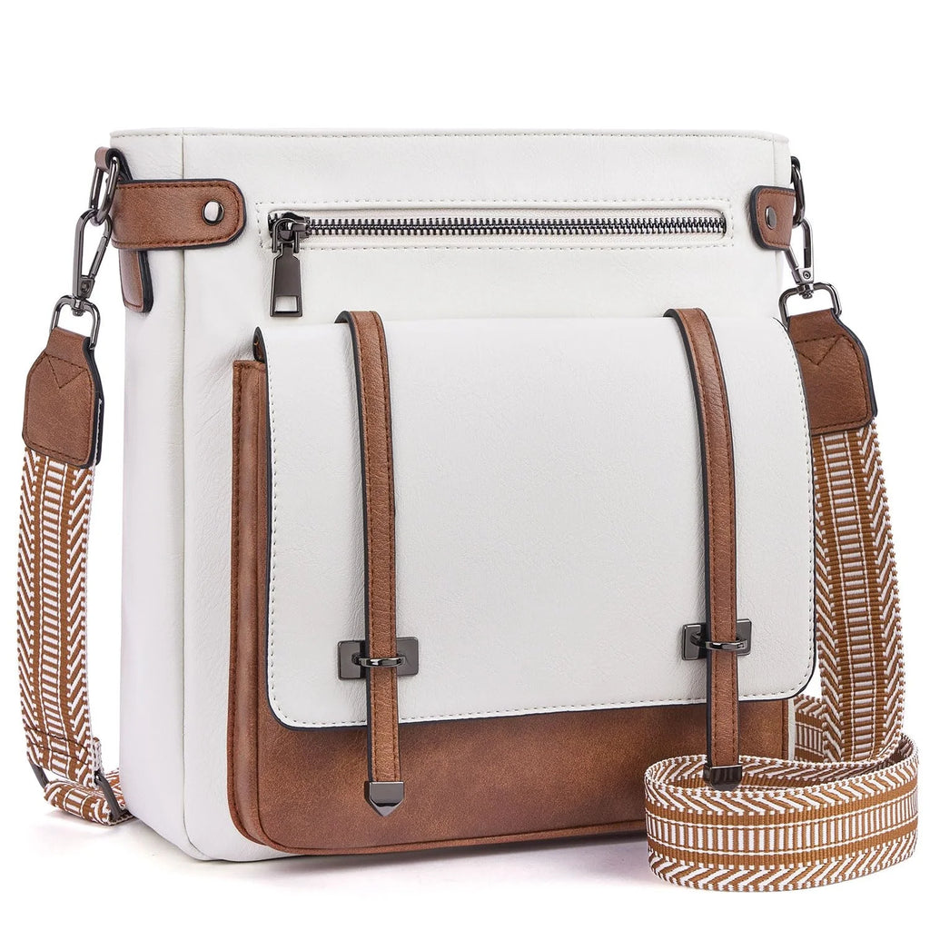 Women's Large Capacity Crossbody Bag, Single Shoulder Crossbody Bag, Messenger Bag, Multi-Pocket Travel Bag, Bohemian Style Shoulder Strap - Faux Leather