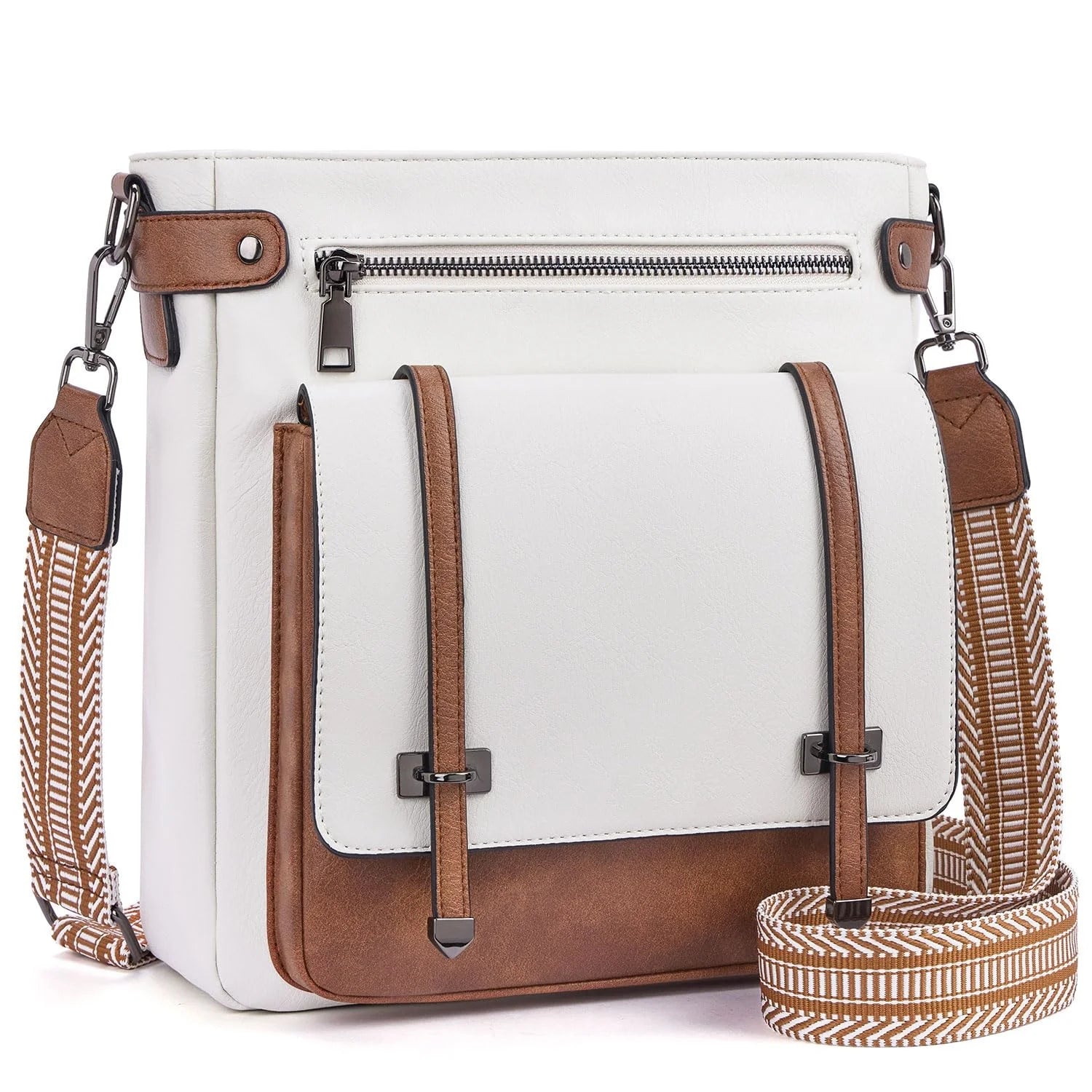 Women's Large Capacity Crossbody Bag, Single Shoulder Crossbody Bag, Messenger Bag, Multi-Pocket Travel Bag, Bohemian Style Shoulder Strap - Faux Leather