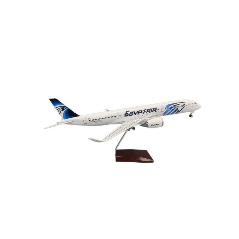 EgyptAir A350 Model with LED Lights and Rolling Wheels Static Aviation Display Gift for Collectors and Hobbyists