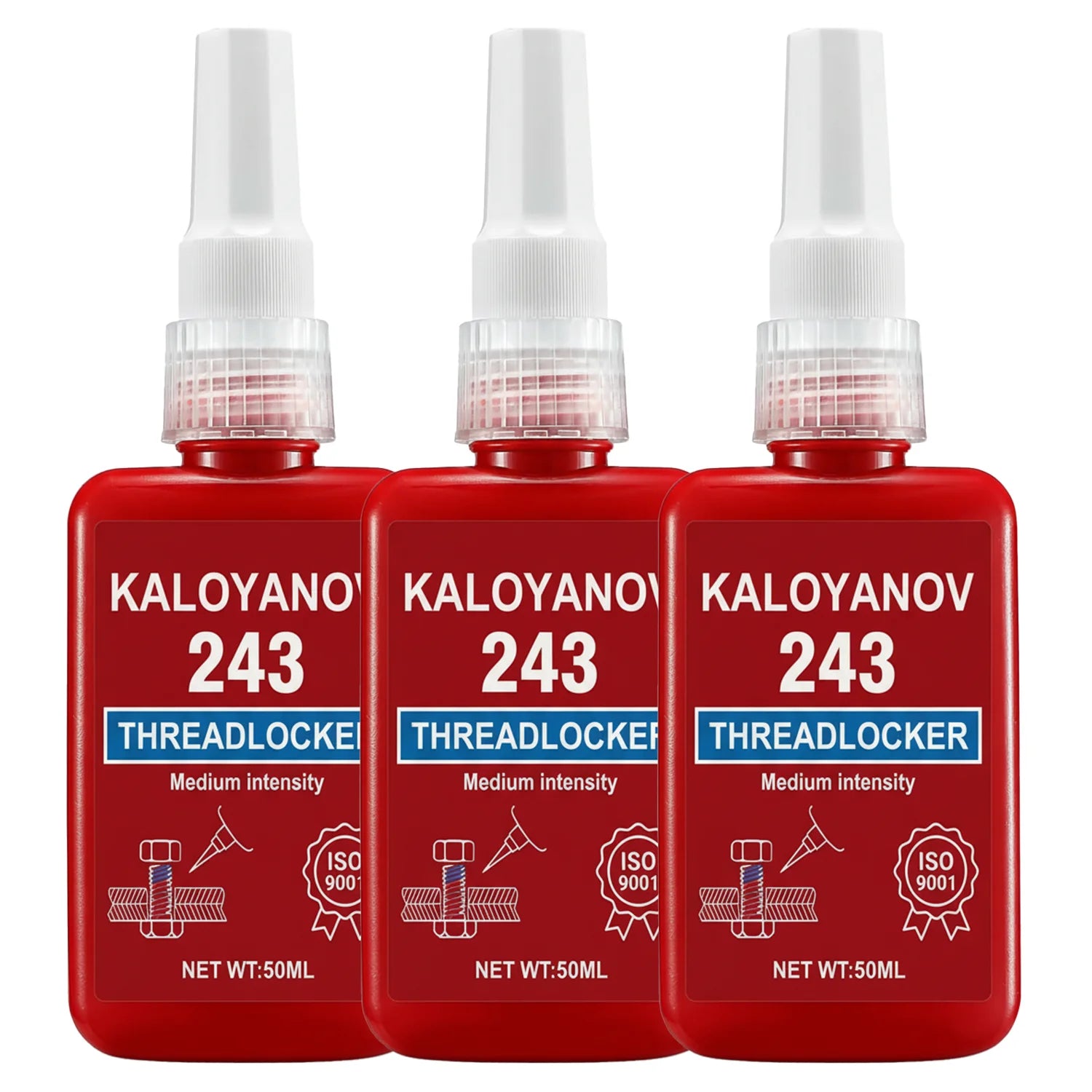 Medium Strength Threadlocker 243 Blue Removable Liquid,Thread Locker Adhesive Sealant to Prevent Loosening & Rust,50/10ml Bottle