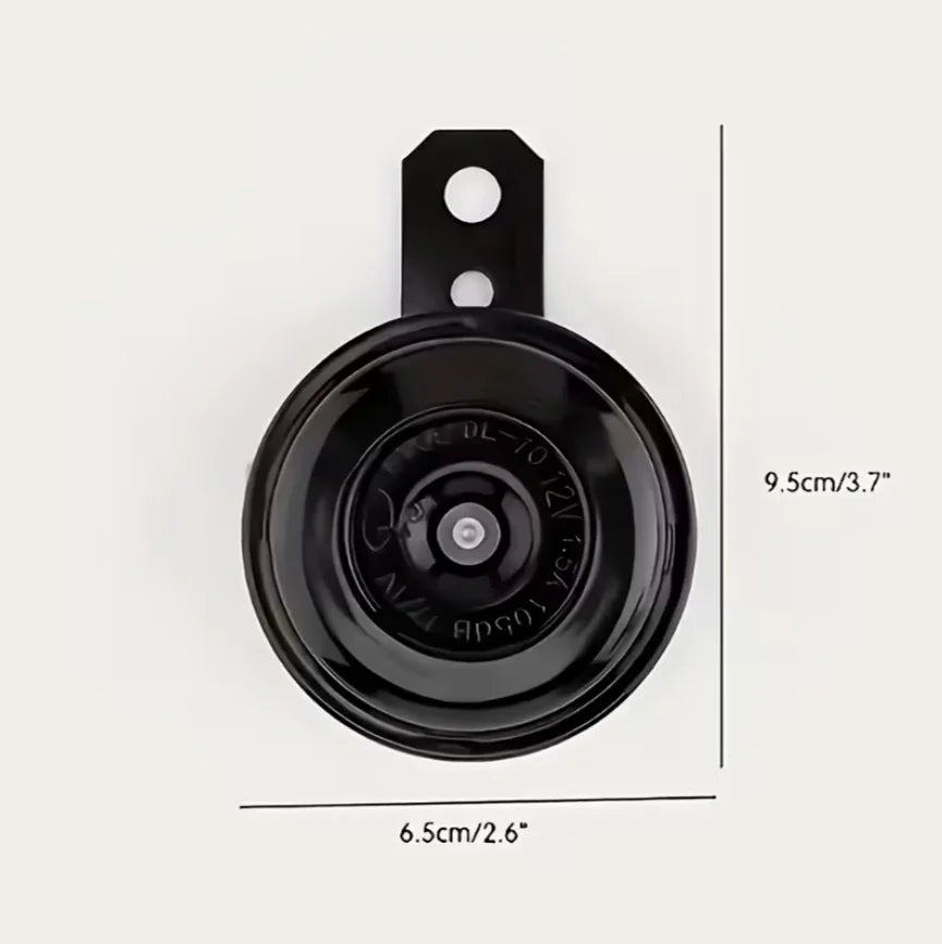 [Customer Favorite] Universal Motorcycle Electric 12V Round Black Basin Air Horn Motorbike Loud Disc Speaker 105dB, Pack of 1, f