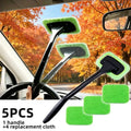Car cleaning set (1 handle + 4 replacement cloths), windshield cleaning tool, reusable cloth pad, for cleaning dust and stains