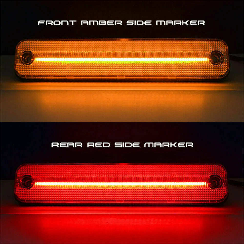 Smoked Lens Front Amber / Rear Red LED Bumper Side Marker Lights Turn Signal Lights Fender Flare Lights For Hummer H2 2003-2009