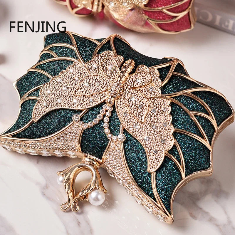 Fashion Luxury Evening Bags Hollow Butterfly Party Bag Bridal Wedding Diamond Clutch Elegant Banquet Handbags Dinner Purse Sac