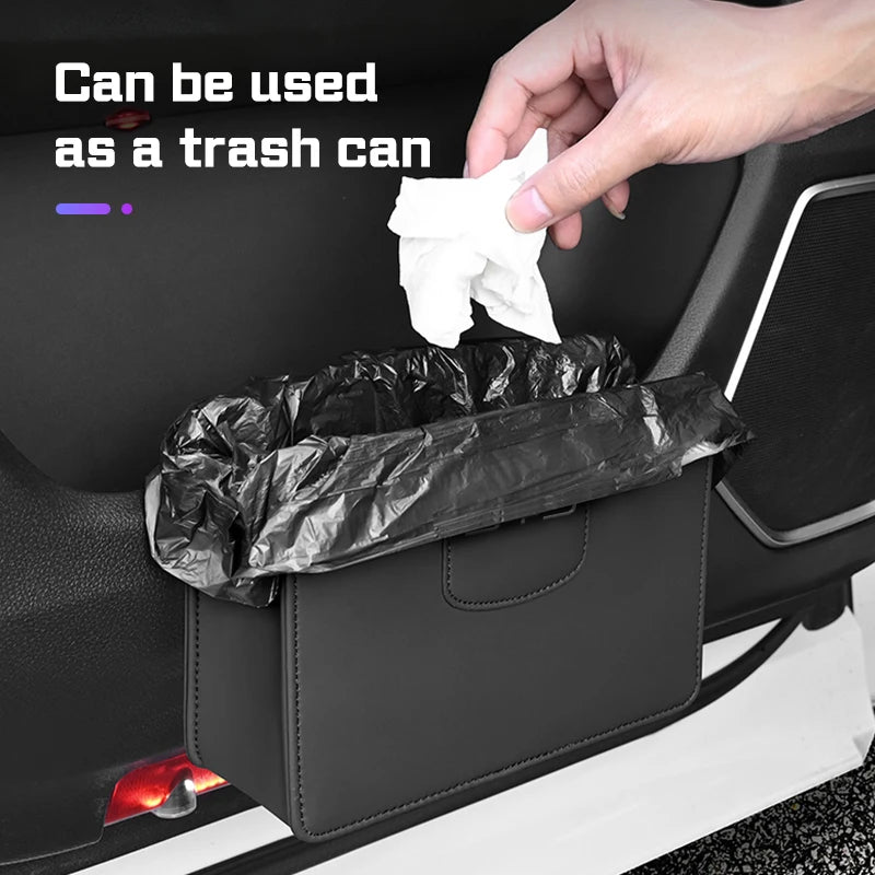 For BYD Song Plus Yuan Pro Tang EV F0 F3 Seal u DMi Han Car Leather Trash Can ,Door Garbage Bag, Seat Back Hanging Storage Box